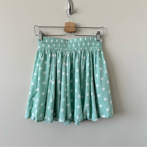 Minkpink-teal & White Polka Dot Mini Lightweight Skirt (Size:Small) - Picture 3 of 7